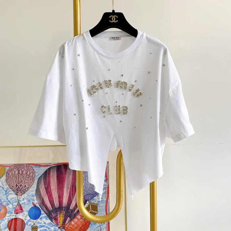 Miu Miu Club Short Sleeve White T-Shirt 0089