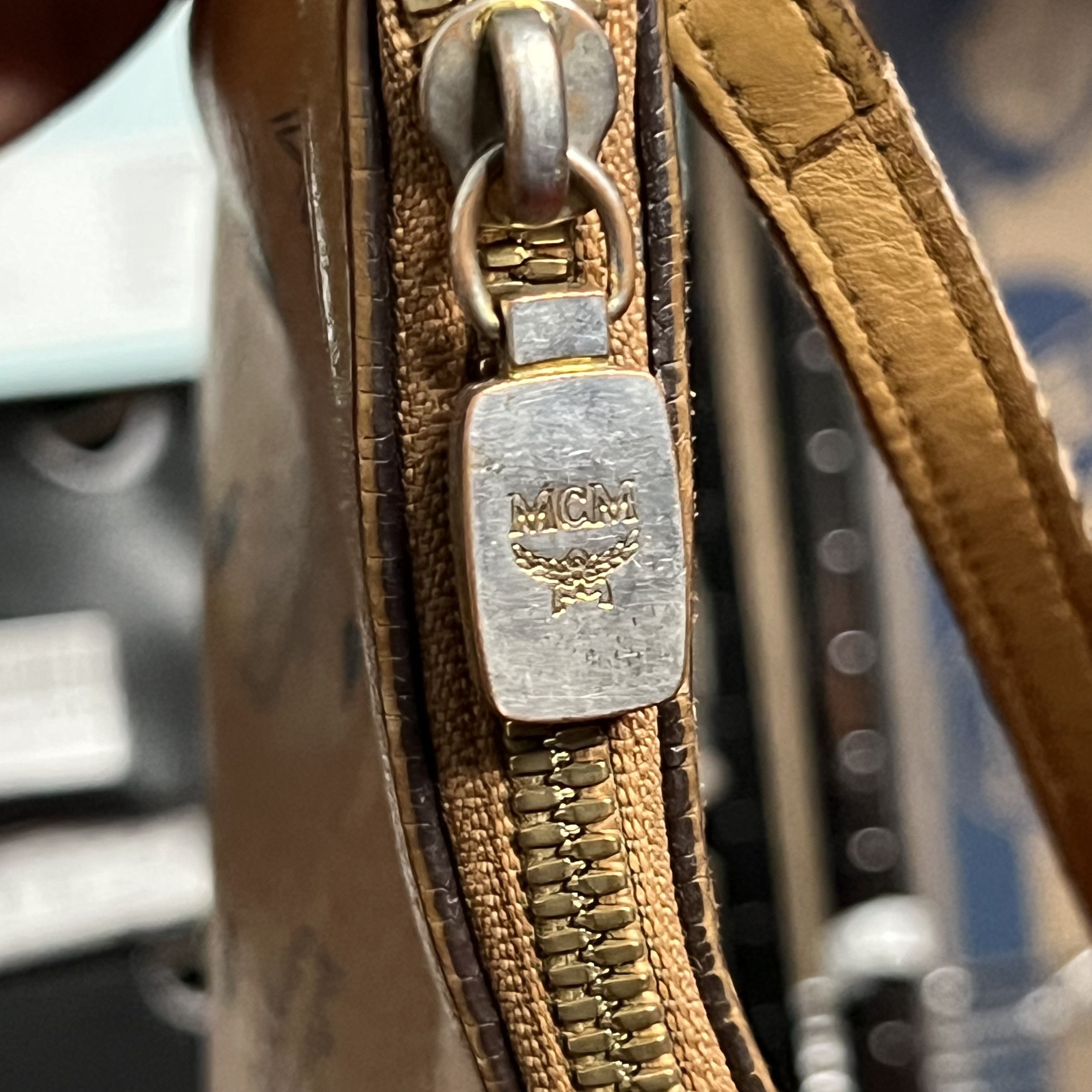 MCM MCM Visetos Crossbody Pouch in Cognac Size ONE SIZE - 14 Thumbnail
