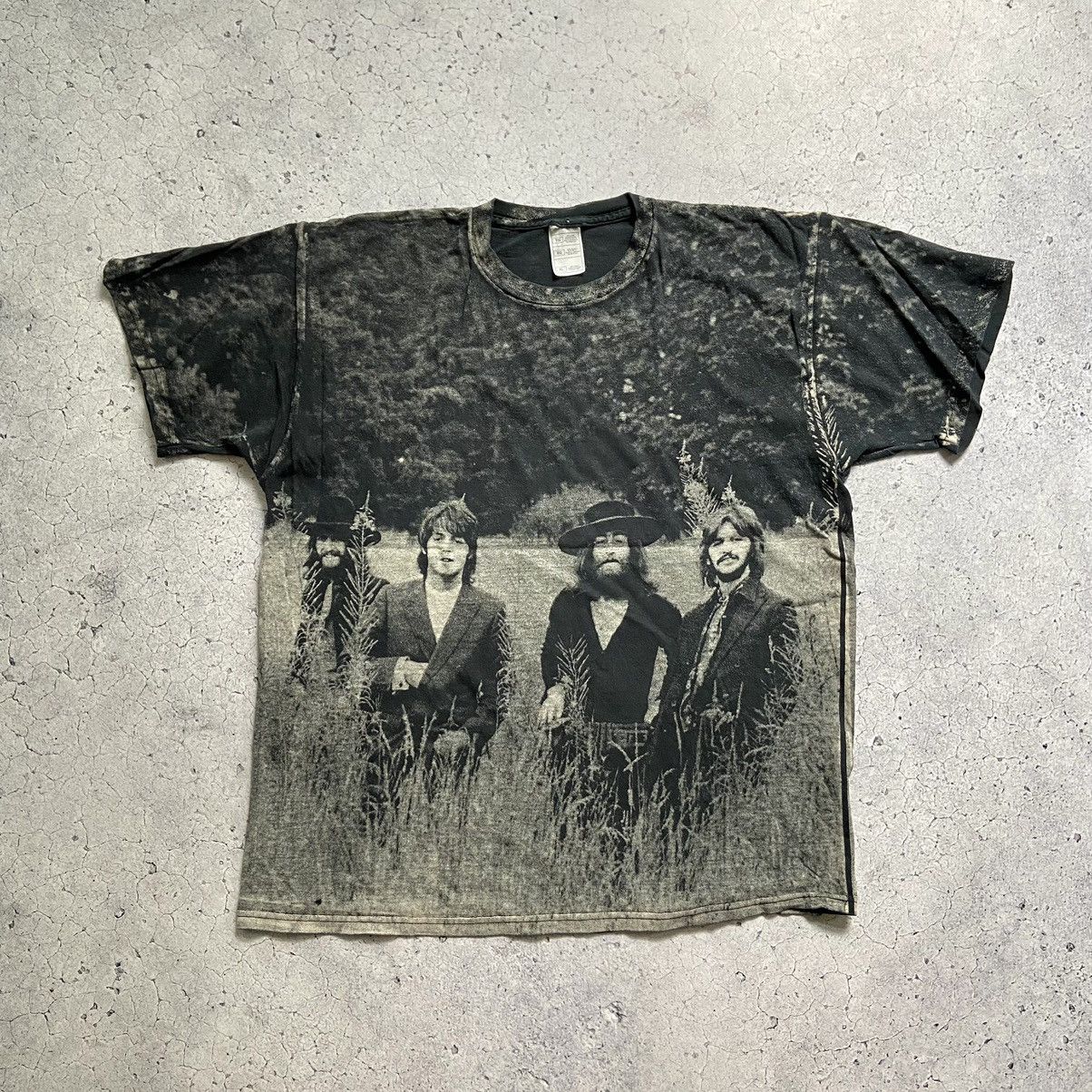 image of Band Tees x Vintage 90's The Beatles All Over Print Cronies Tees in Grey, Men's (Size XL)