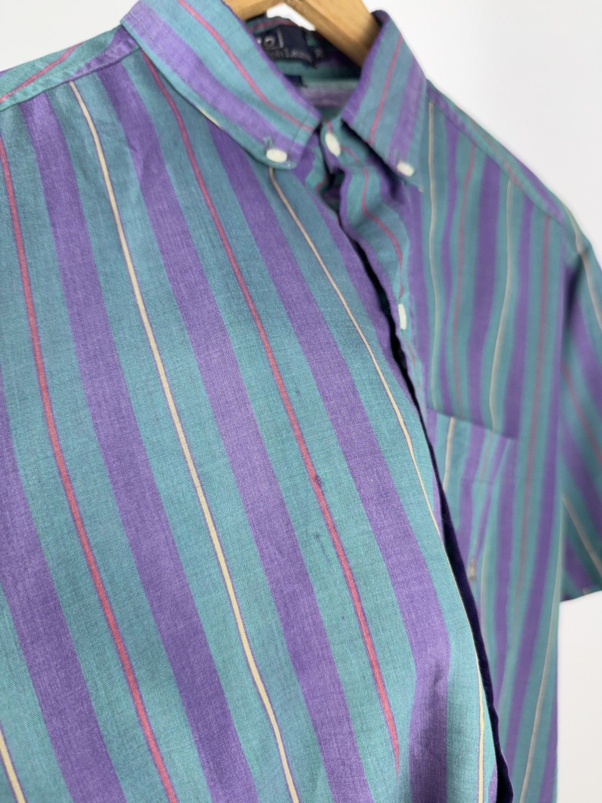 Polo Ralph Lauren × Ralph Lauren × Vintage Vintage 90s Polo Ralph Lauren Striped Short Sleeve Shirt Size US L / EU 52-54 / 3 - 4 Thumbnail