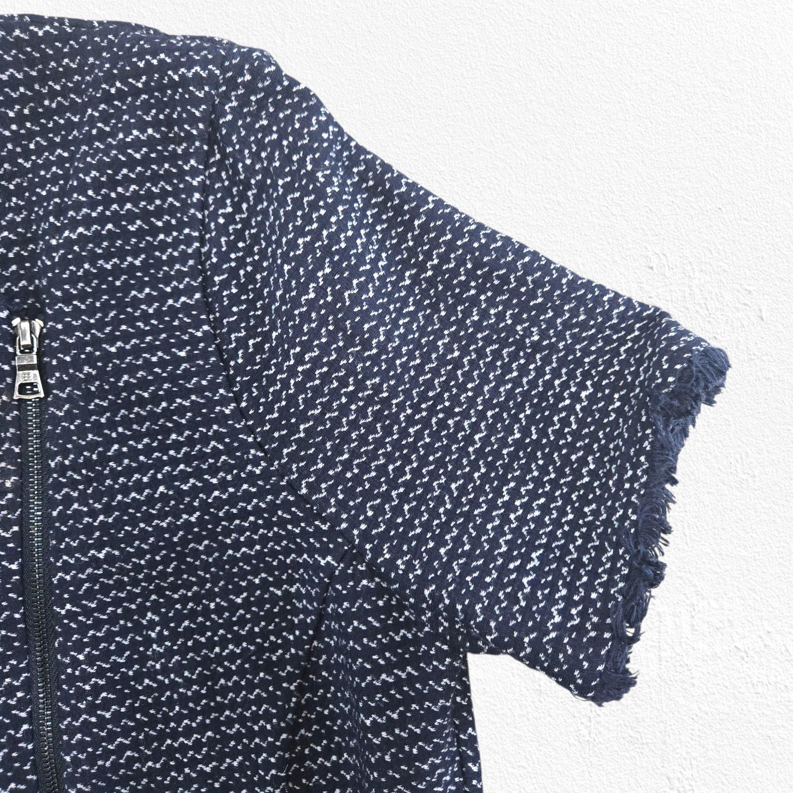 Bcbgmaxazria BCBGMaxazria Navy Zip-Up Short Sleeve Fringe Sweater Small Size S / US 4 / IT 40 - 6 Thumbnail