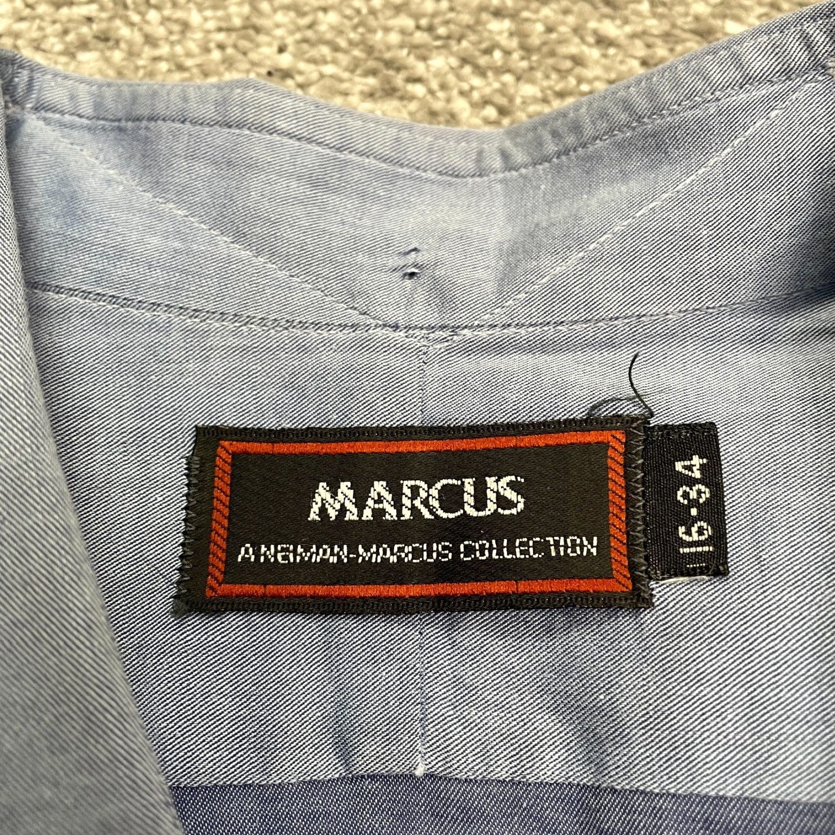 Neiman Marcus VINTAGE Neiman Marcus Dress Shirt Men 16 34 Long Sleeve Blue 100% Cotton Business Casual Classic USA Size 34R - 7 Thumbnail