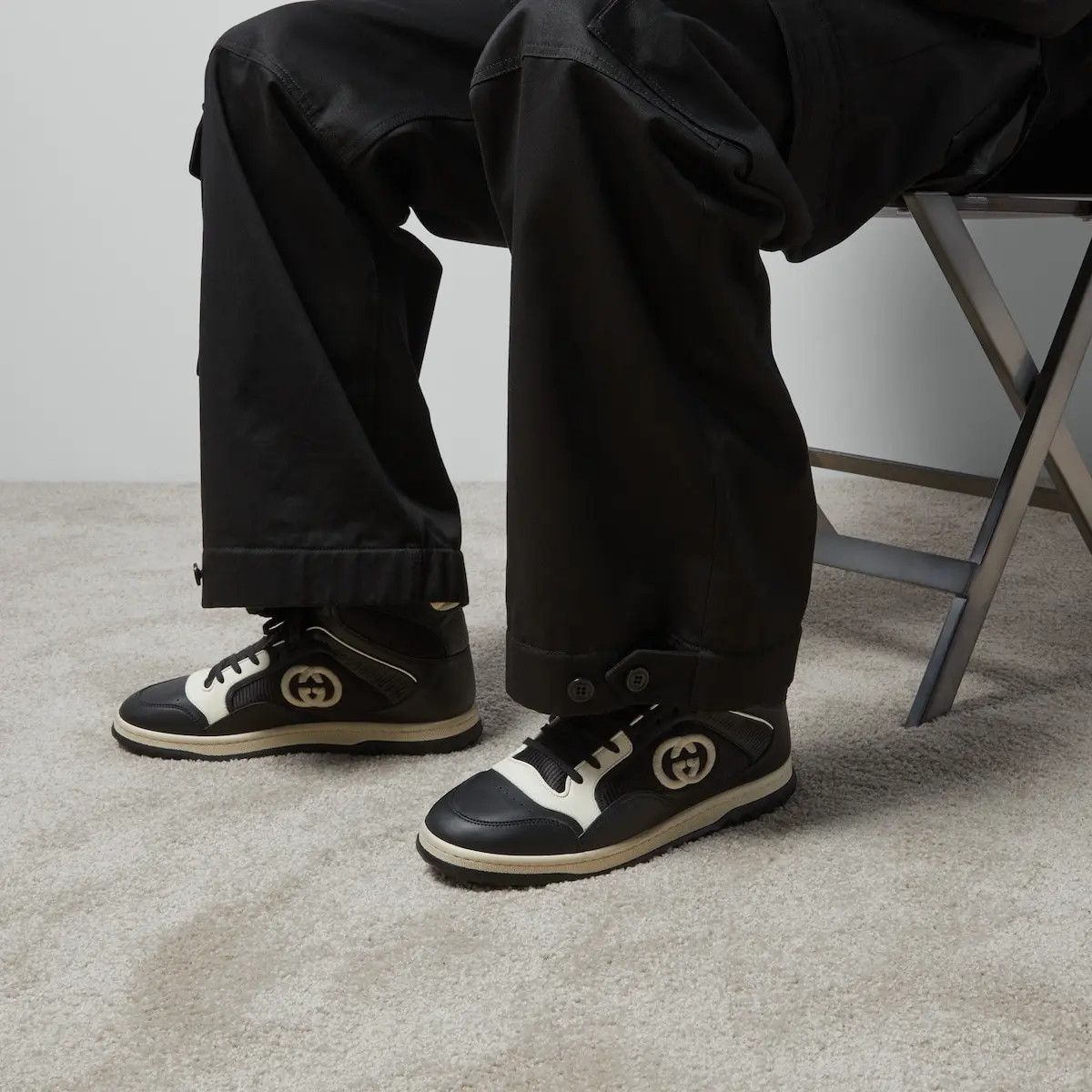 Gucci o1mt1gz0225 MAC80 High Top Sneakers in Black/White Size US 10.5 / EU 43-44 - 2 Thumbnail