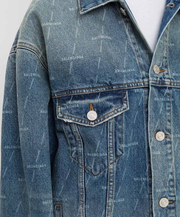 Balenciaga Balenciaga Washed Blue Monogram Logo jean Jaket Size US L / EU 52-54 / 3 - 2 Thumbnail