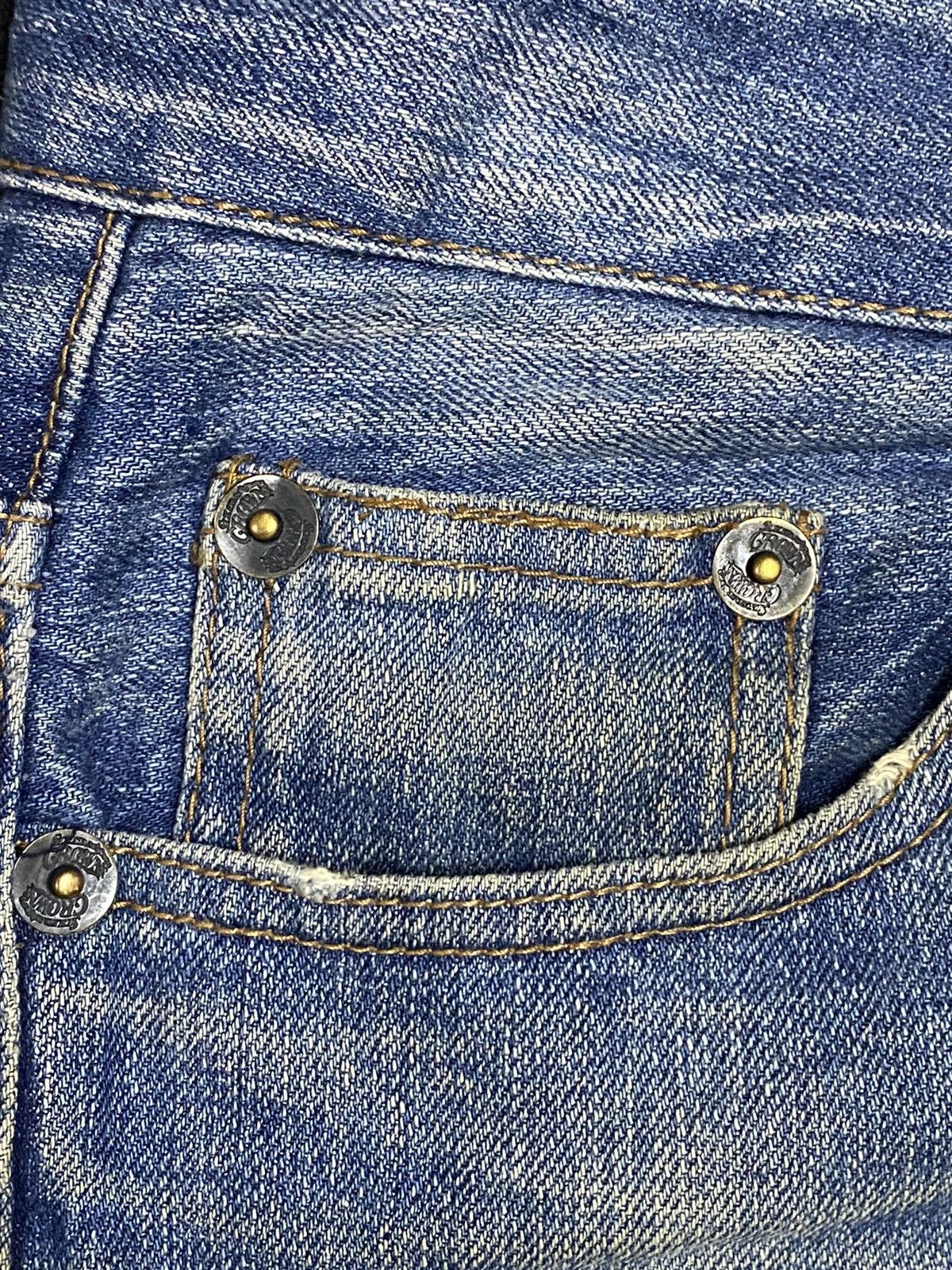 Japanese Brand Vintage Japanese Ruskk Whisker Patched Blue Wash Loose Jeans Size US 30 / EU 46 - 17 Thumbnail