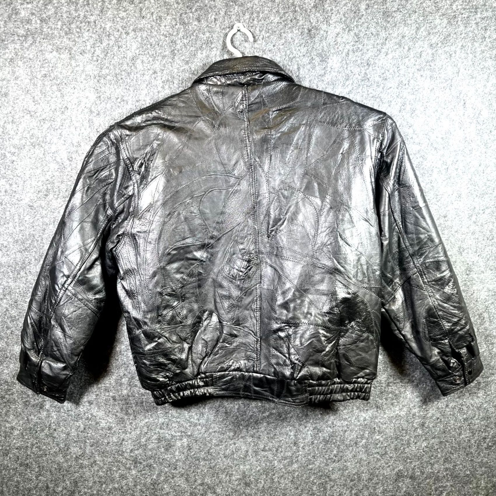 Vintage Vintage Leather Jacket Mens Large Black Patchwork Grunge 90s Moto Biker Size US L / EU 52-54 / 3 - 2 Thumbnail
