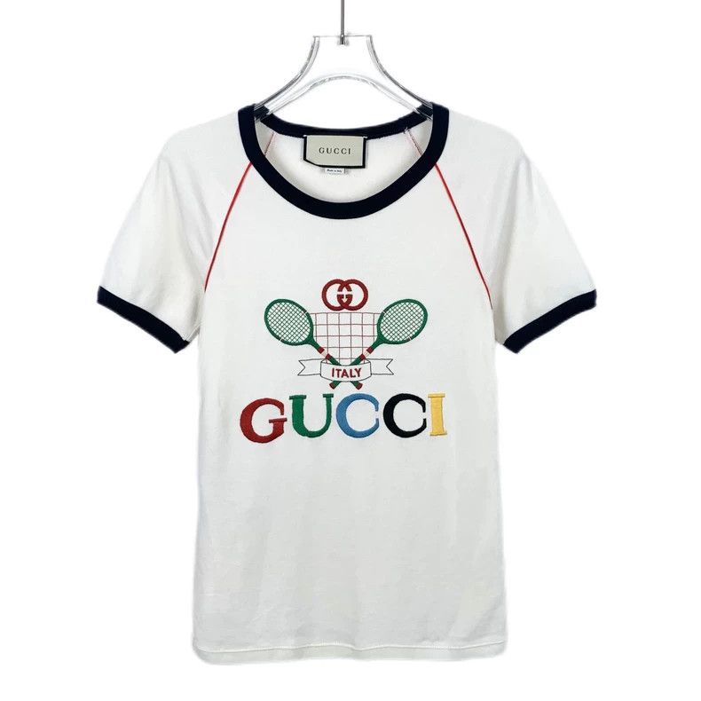 Gucci White Logo Embroidered Cotton T-Shirt-dmc