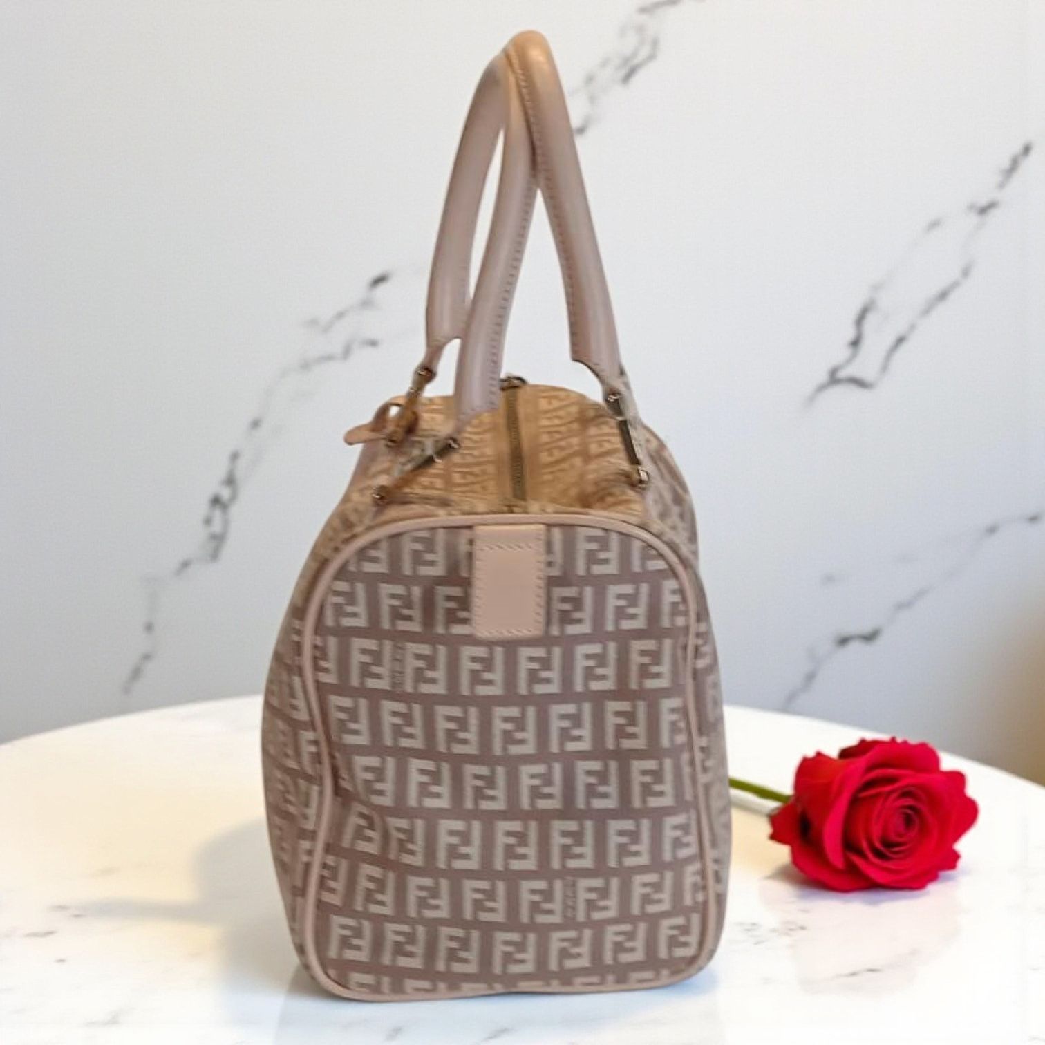 Fendi Fendi Zucchino Mini Boston Pink Handbag Size ONE SIZE - 3 Thumbnail