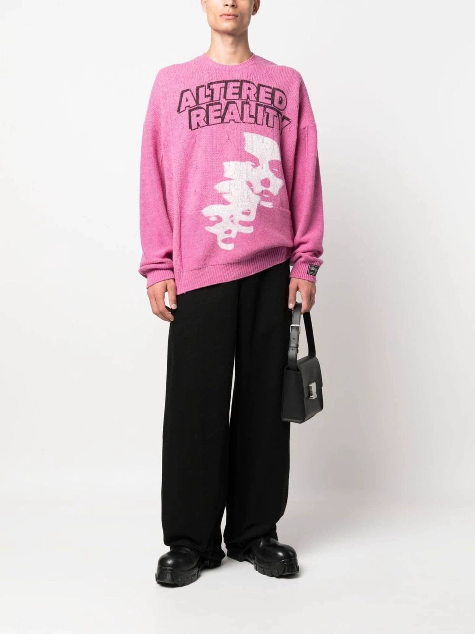 Raf Simons Raf Simons AW22 Portrait Silhouette Pink Knit Sweater Size US S / EU 44-46 / 1 - 4 Thumbnail