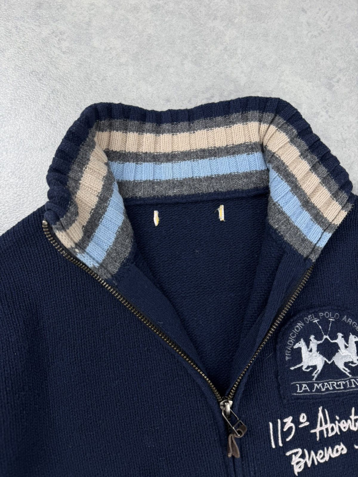 La Martina La Martina Men’s Merino Wool Full Zip Sweater Navy Size M Size US M / EU 48-50 / 2 - 4 Thumbnail