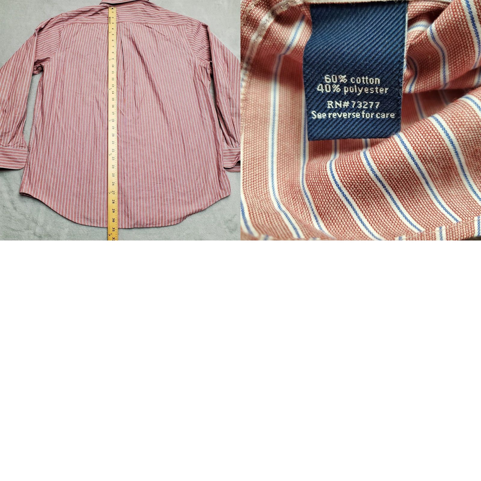 Croft & Barrow VINTAGE Croft & Barrow Shirt Men L Red Stripe Button Long Sleeve Cotton Blend Casual Size US L / EU 52-54 / 3 - 8 Thumbnail
