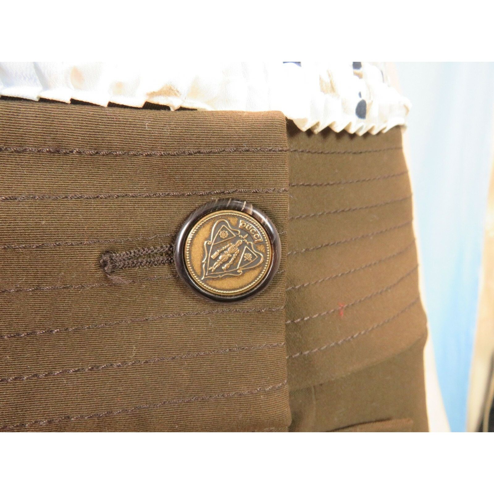 Gucci GUCCI 200269 DARK BROWN COTTON LOGO BUTTON SKIRT 44 $695 ITA Size 30" / US 8 / IT 44 - 2 Thumbnail