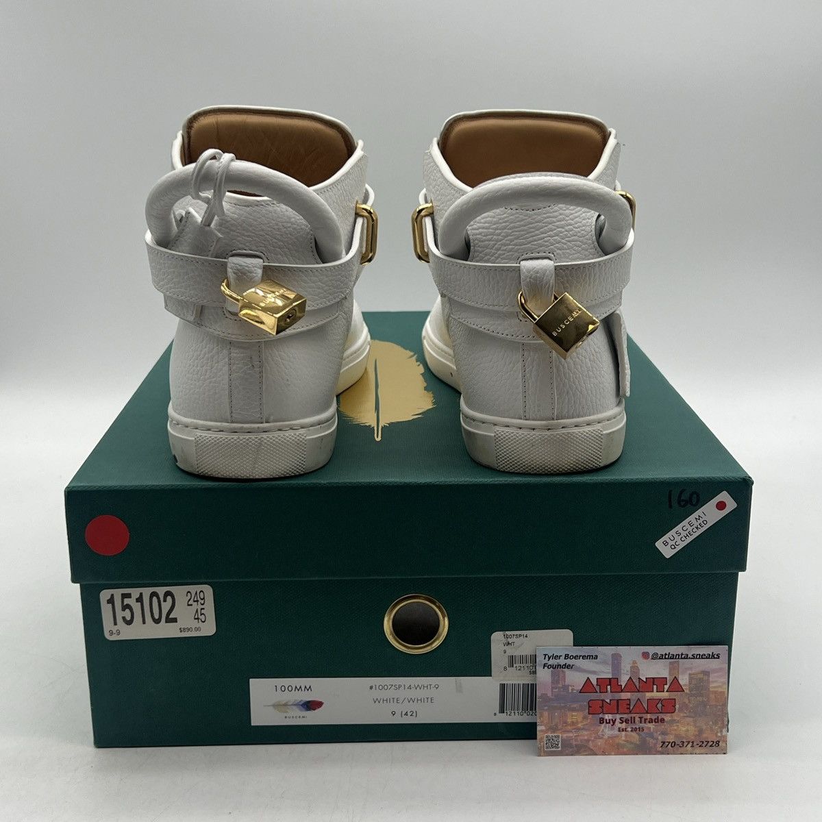 Buscemi Buscemi Mens 100MM White Leather High Top Sneakers Shoes Size US 9 / EU 42 - 3 Thumbnail