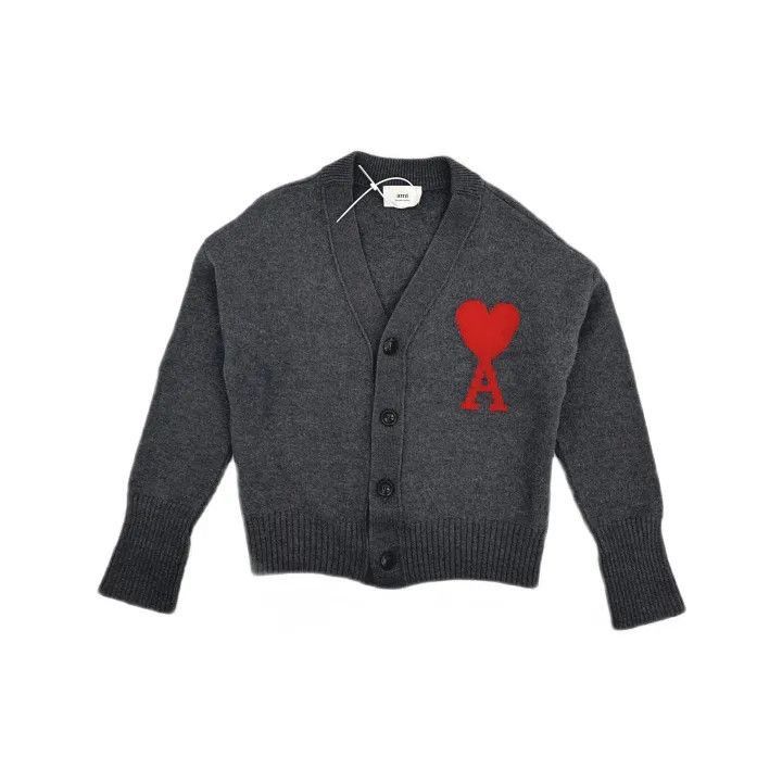 AMI AMIPARIS Heart Logo Knit Cardigan Sweater -2507 Size US M / EU 48-50 / 2 - 2 Thumbnail