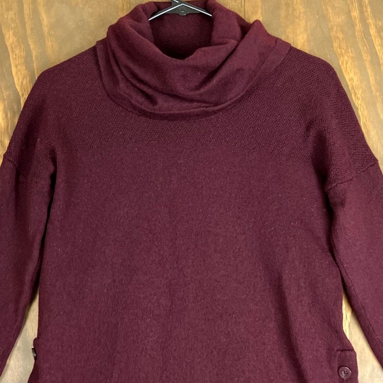 Vintage Adrienne Vittadini Sweater Burgundy Mock Neck Merino Wool S Women Pullover KnIT Solid Long Sleeve Regular Knit Style Casual Workwear Cardigan? Size S / US 4 / IT 40 - 2 Thumbnail