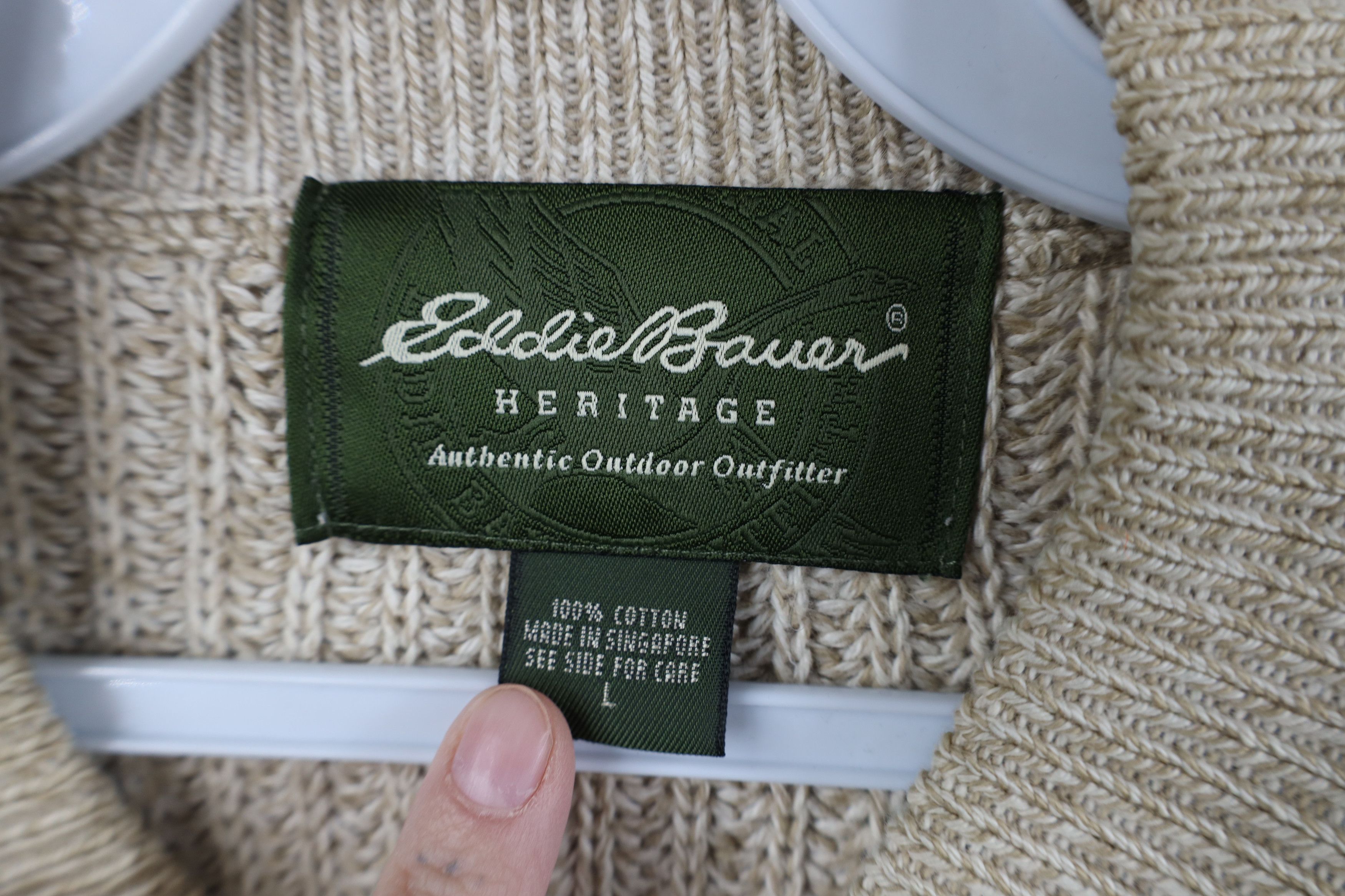 Eddie Bauer Vintage Eddie Bauer Chunky Ribbed Knit Henley Sweater Beige Size US L / EU 52-54 / 3 - 8 Thumbnail