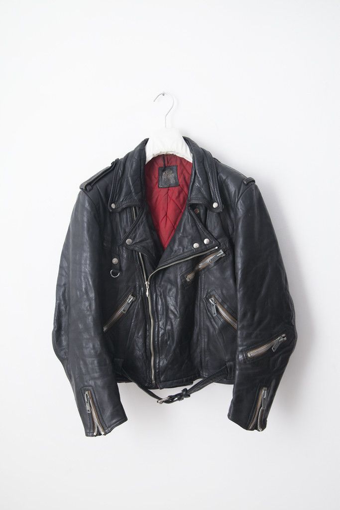 image of Vintage Leather Perfecto Jacket in Black, Men's (Size Small)