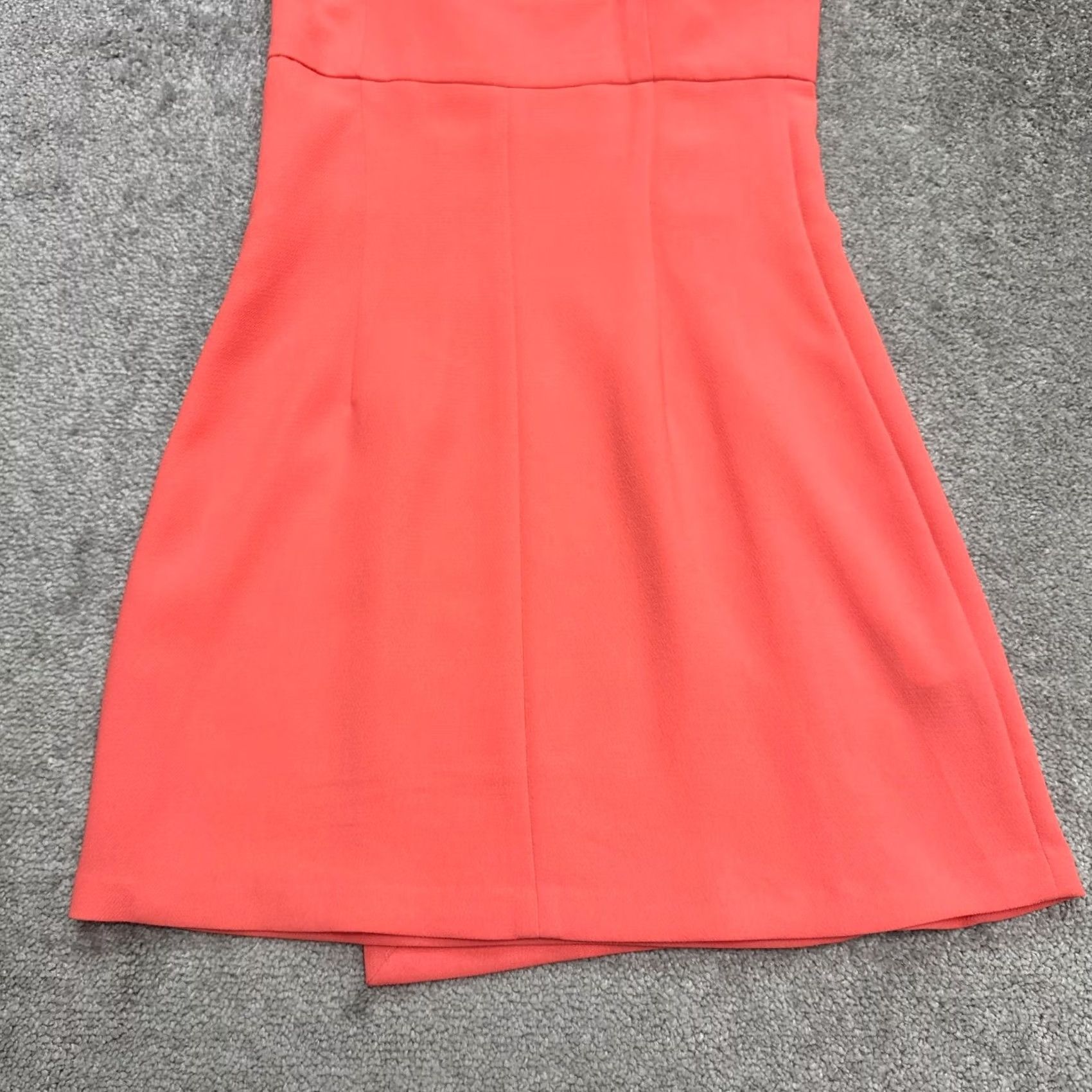 BCBGeneration BCBGeneration Dress Women Mini Peach Square Neck Sleeveless 4 Asymmetric Strappy Sleeve Orange Pattern Solid Size S / US 4 / IT 40 - 3 Thumbnail