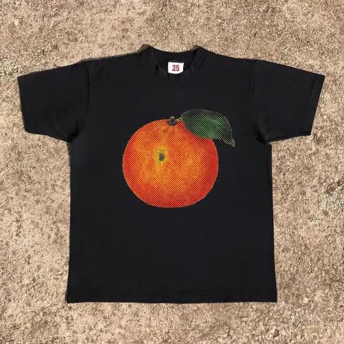 VIBE Black washed vintage orange print cotton t-shirt Size US M / EU 48-50 / 2 - 1 Thumbnail