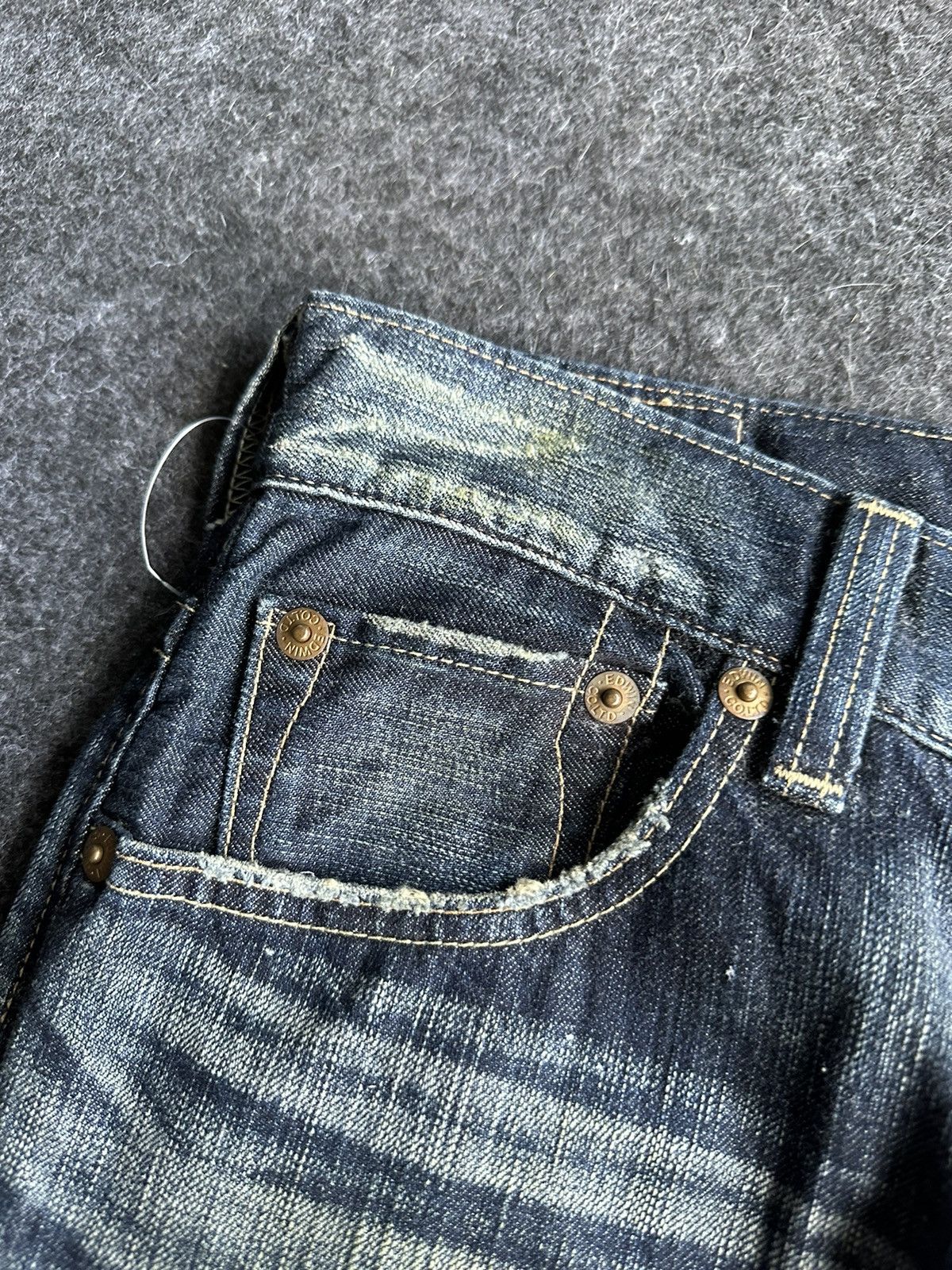 Edwin Vintage Edwin 503 Blue Trip Flare Washed Denim D383 Size US 28 / EU 44 - 13 Thumbnail