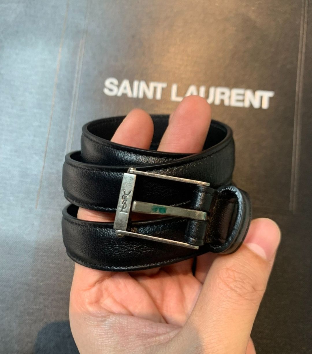 saint laurent logo belt