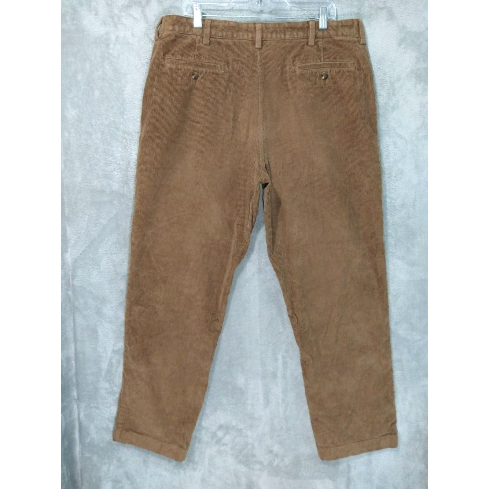 Vintage LL Bean Pants Mens 37x32 Flat Front Brown Corduroy Cotton Stretch Comfort Waist Size US 37 - 2 Thumbnail