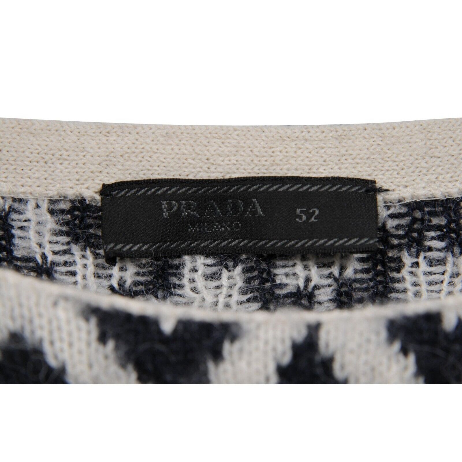 Prada Chevron Print Sweater Black White Alpaca Pullover Size US XL / EU 56 / 4 - 4 Thumbnail