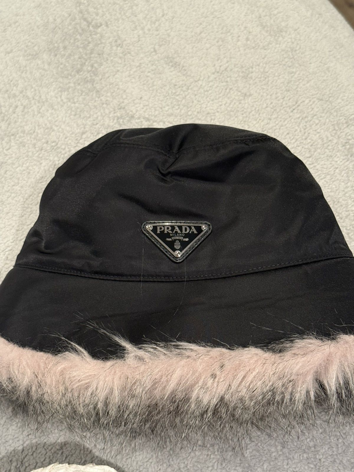 Prada Prada Re-Nylon Faux Fur Trim Bucket Hat Size ONE SIZE - 1 Thumbnail