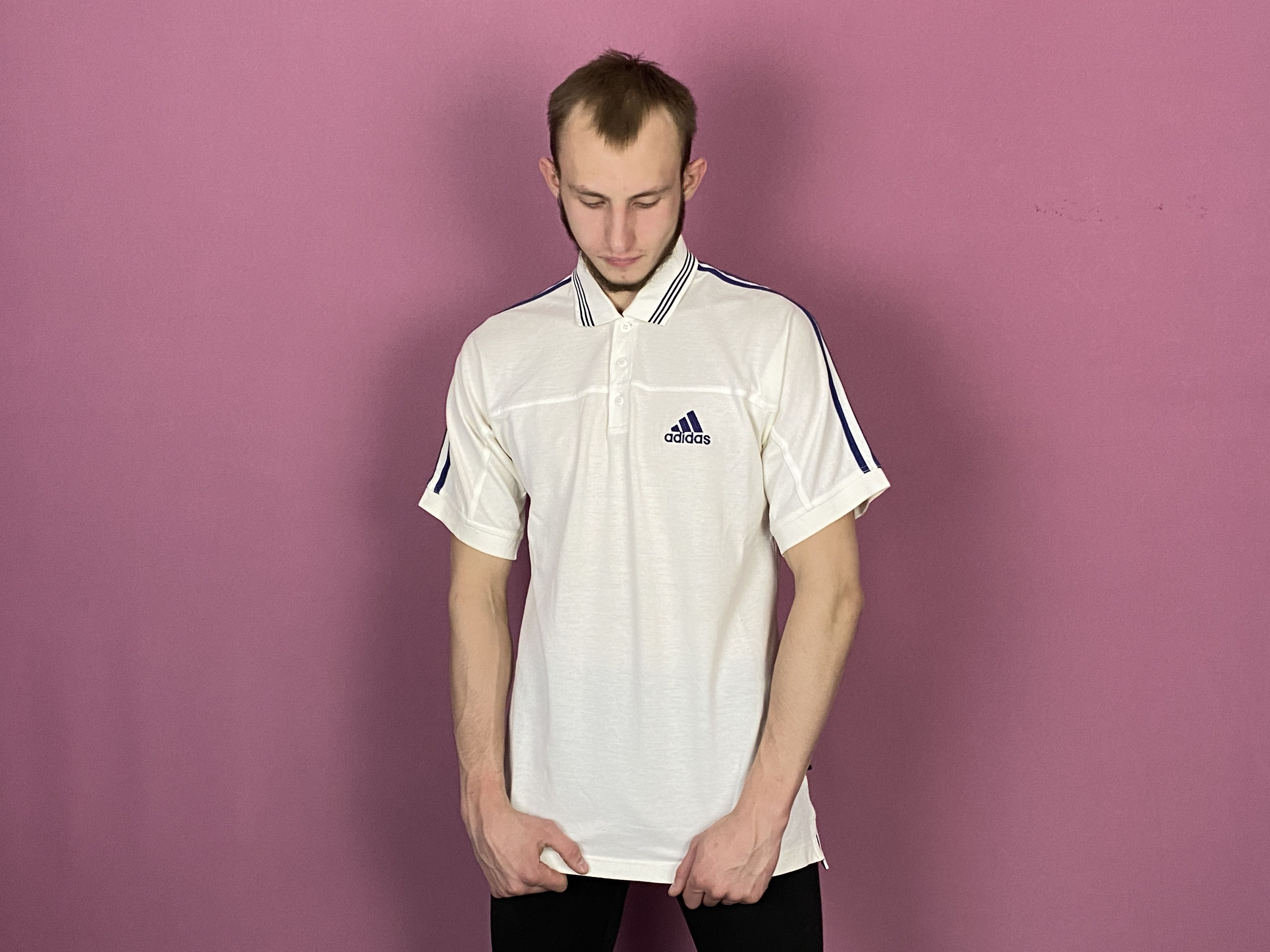 Adidas × Vintage 90s Adidas Vintage Men's Polo Shirt - M White Size US M / EU 48-50 / 2 - 4 Thumbnail