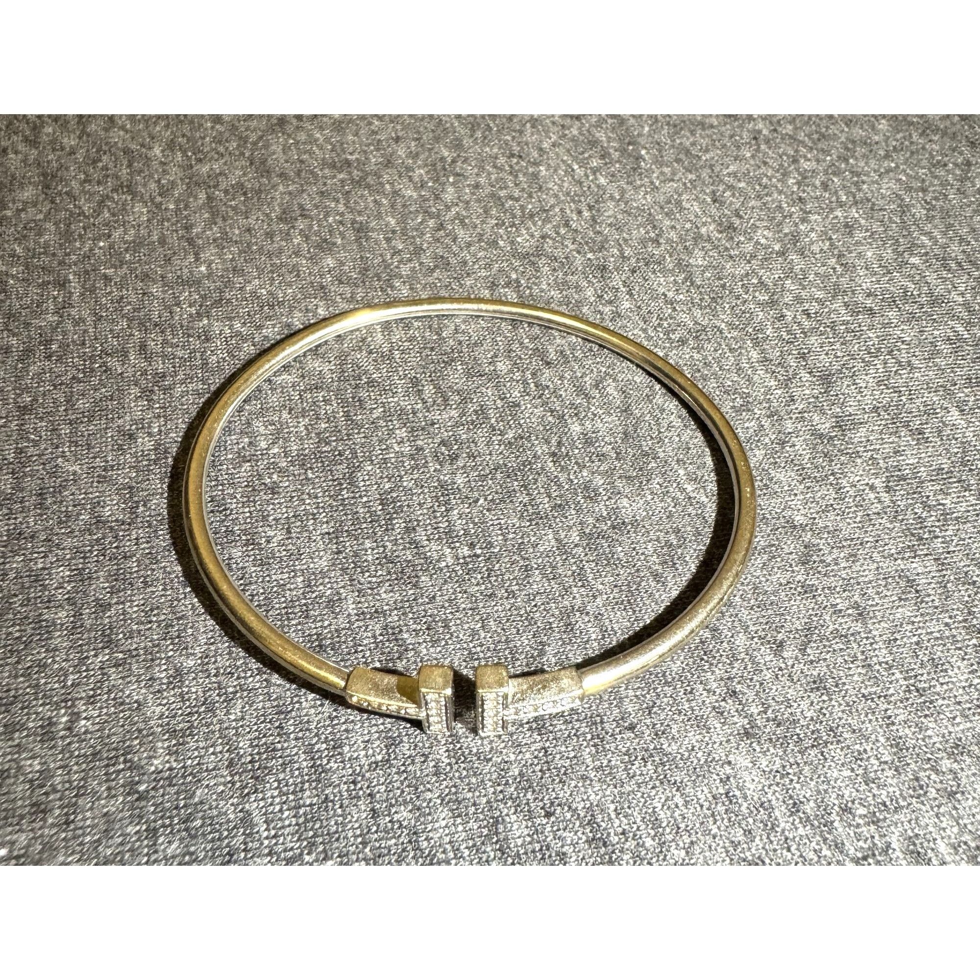 Tiffany & Co. Tiffany & Co. 18K Gold Diamond T Bangle Bracelet Made In Ita Size ONE SIZE - 2 Thumbnail