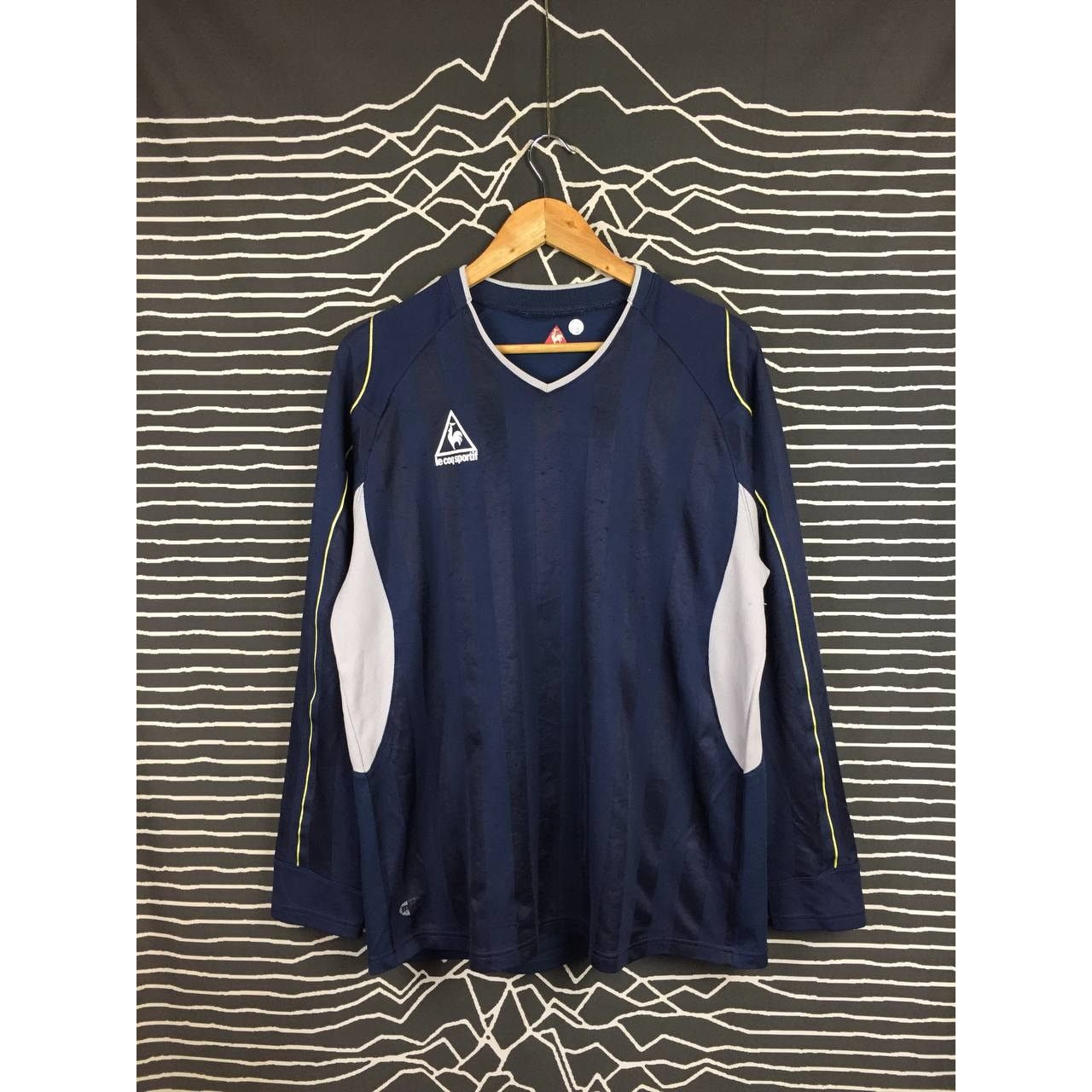 Le Coq Sportif × Vintage Le Coq Sportif Dark Blue Striped Football Jersey Size US L / EU 52-54 / 3 - 2 Thumbnail