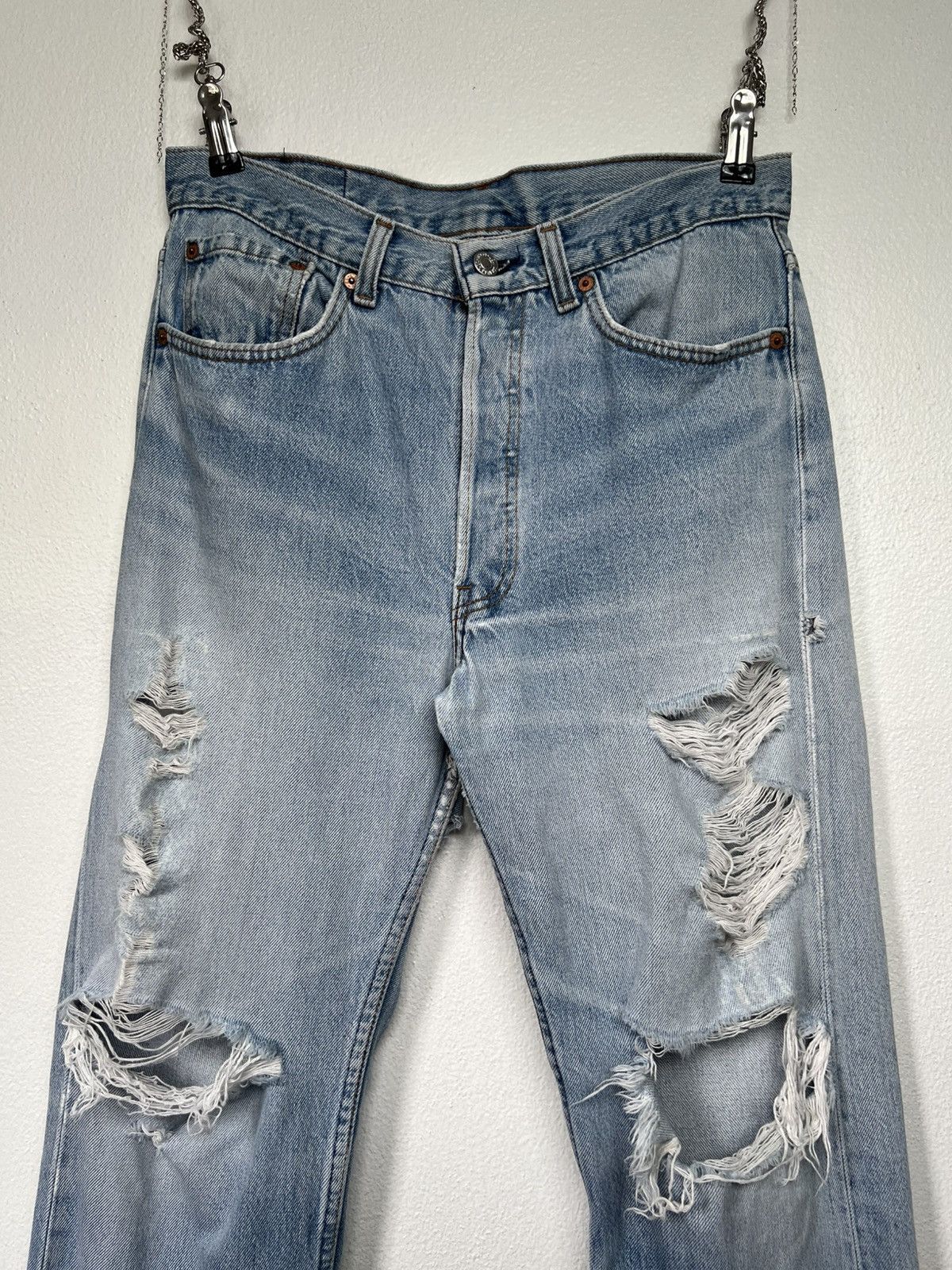 Levi's Thrashed Vintage 90s Levi's 501 Jeans Distressed Grunge Size US 31 - 1 Thumbnail