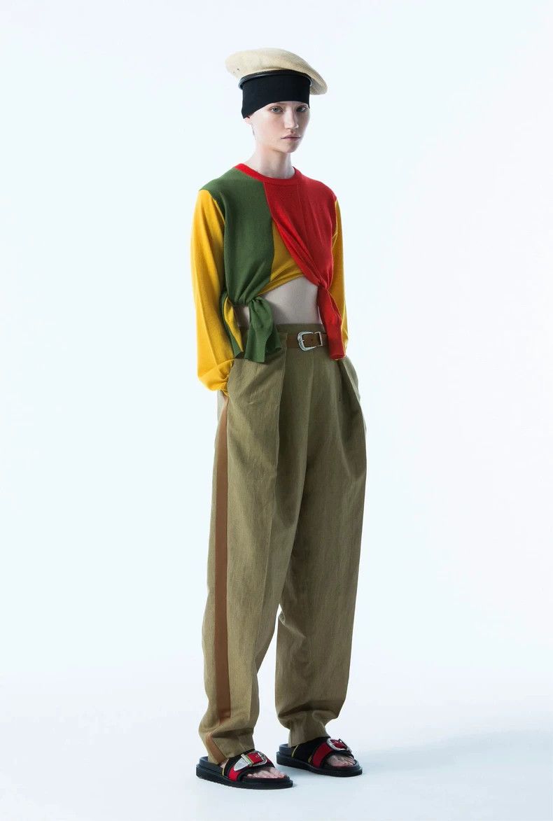 Toga Pulla Toga Pulla 19SS Belt-Trim High-Waist Tapered Pants 2504-Nex Size 37" - 9 Thumbnail