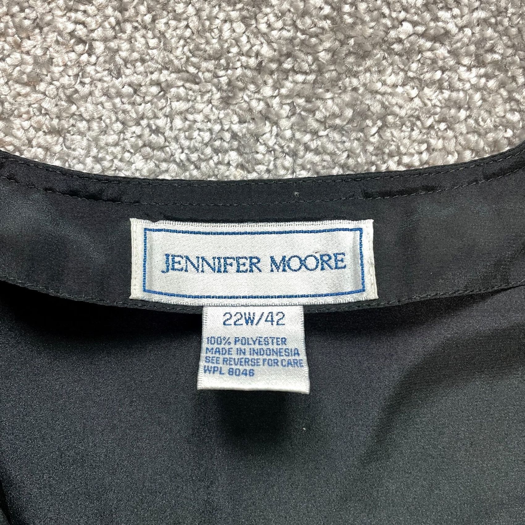 MooRER Jennifer Moore Blouse Button Up Shirt Womens 22W / 42 Black Long Sleeve Top Size 3XL / US 20-22 - 3 Thumbnail