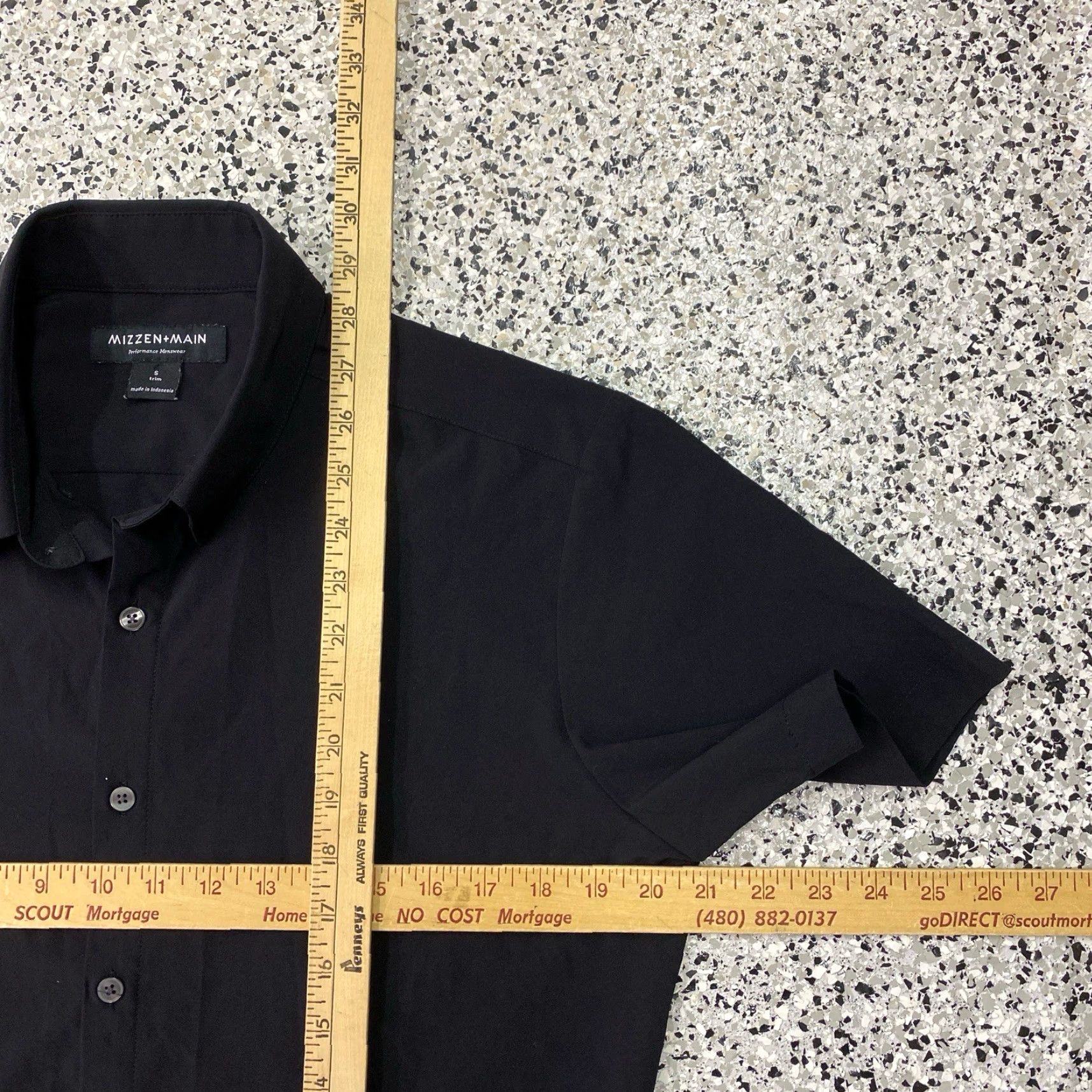 Mizzen+Main Mizzen+Main Performance Menswear Short Sleeve Button Down Black Shirt Mens Small Regular Size US 29 - 3 Thumbnail