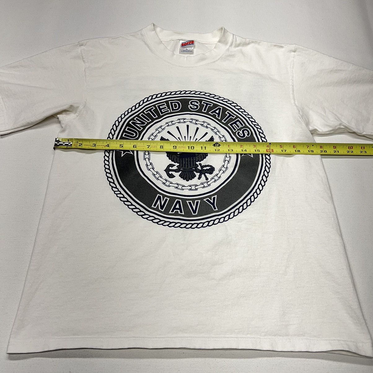 Vintage Navy Tee Shirt White Double Sided Reflective Logo Military Size US M / EU 48-50 / 2 - 18 Thumbnail