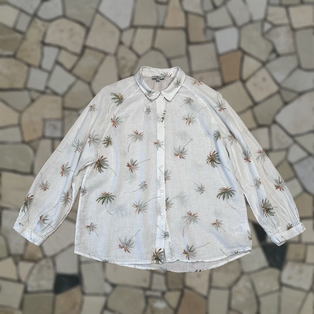 Rails VINTAGE Rails Nathalie White Palms Button Up Linen Blend Shirt Womens M White Palm Trees Long Sleeve Buttons Casual Breathable Easy Care Size M / US 6-8 / IT 42-44 - 1 Thumbnail