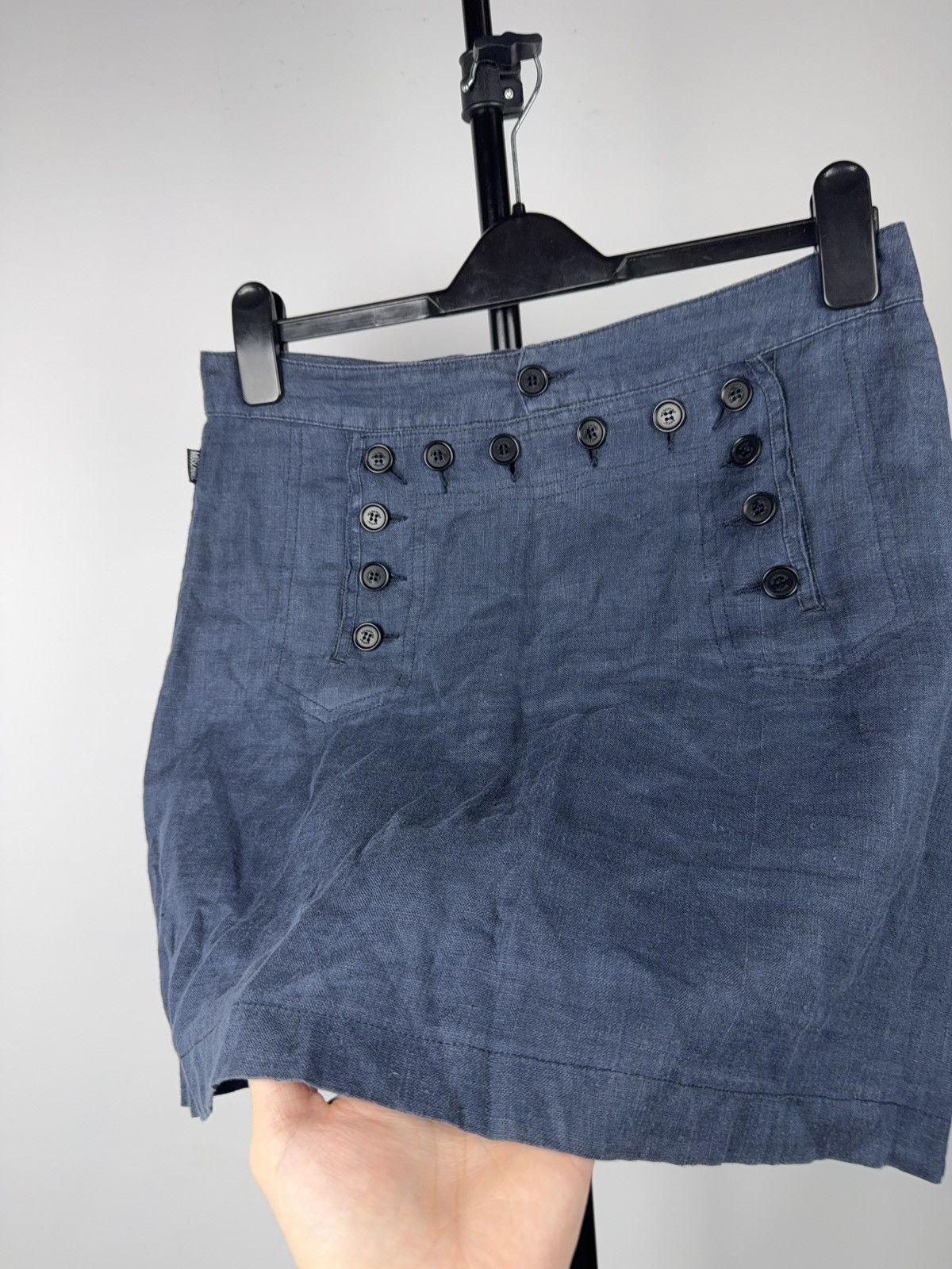 Moschino Luxury Moschino Jeans Faded Blue Button Detail Mini Skirt Size 29" - 4 Thumbnail