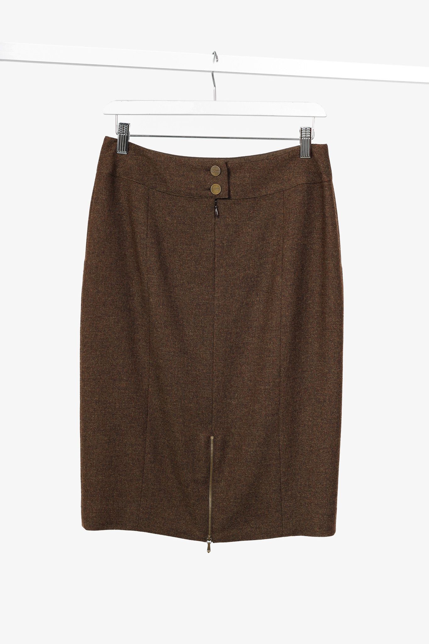 Chanel Chanel 99A Brown Cashmere Pencil Skirt Size 28" / US 6 / IT 42 - 2 Thumbnail