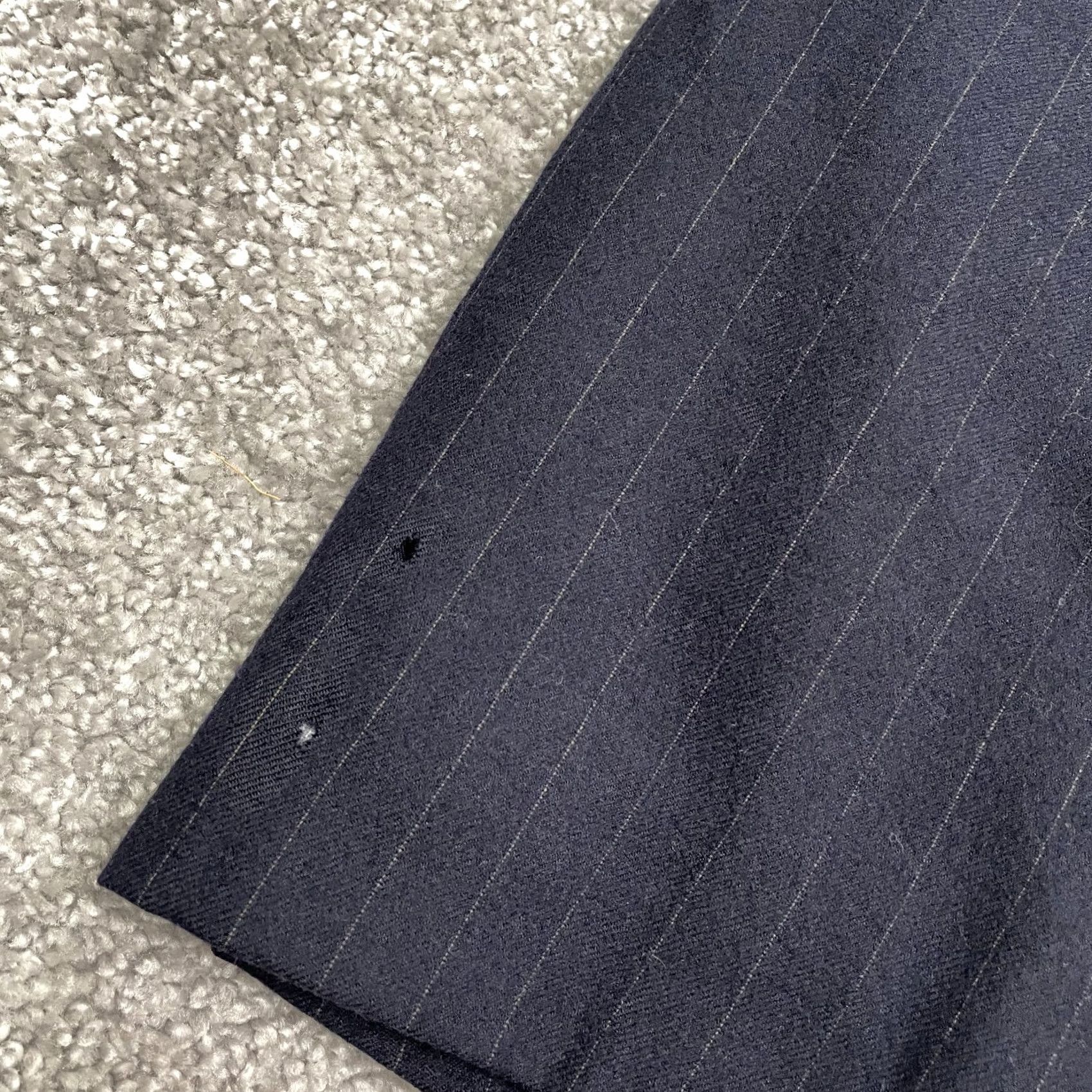 Hardy Amies Hardy Amies Blazer Jacket Mens 46R Navy Blue Striped Wool One-Button Notch Lapel Mid-Length Vintage No Size 46R - 3 Thumbnail