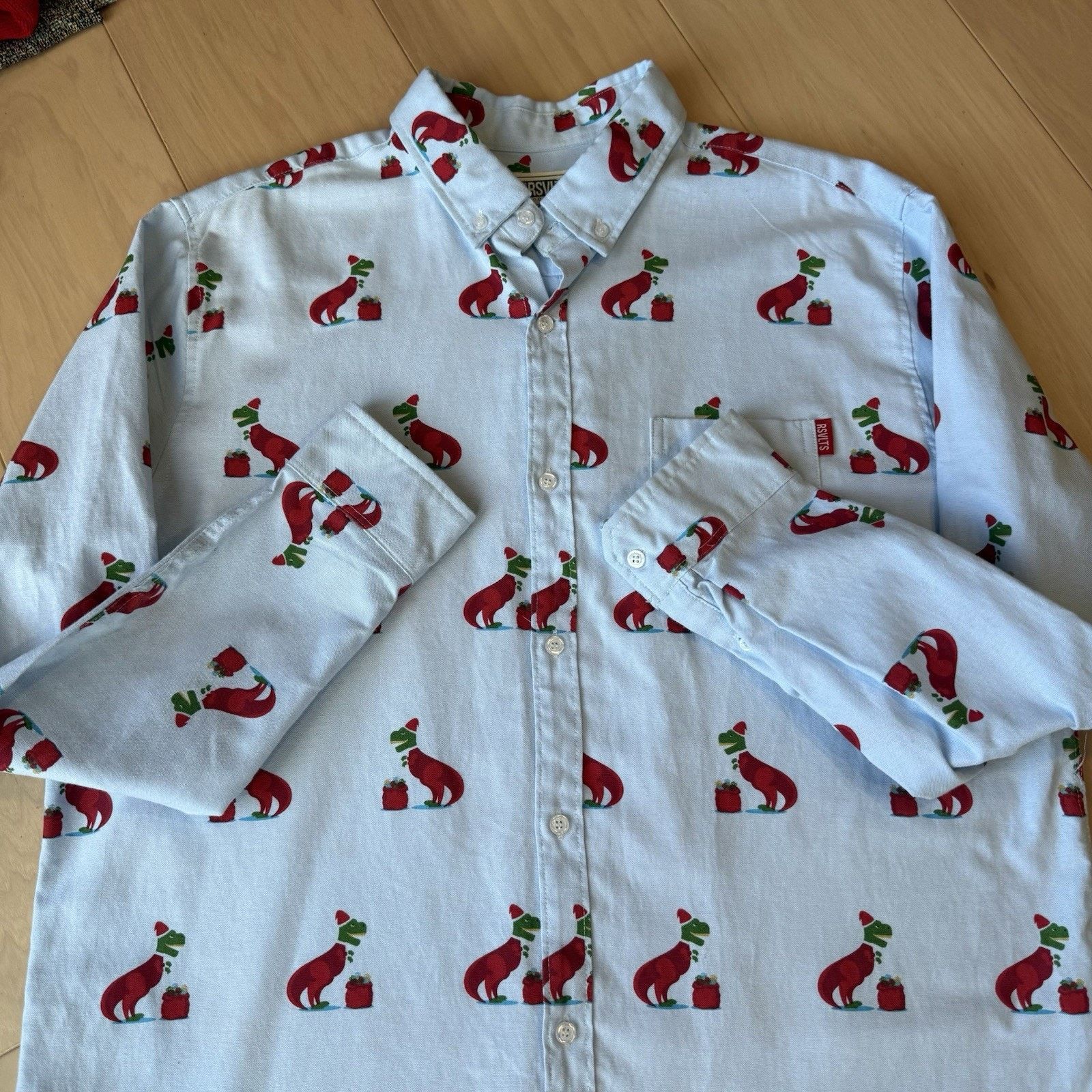 Taylor Stitch RSVLTS Christmas Shirt 2XL Blue Minimalist Oxford T Rex Fun Size US XXL / EU 58 / 5 - 4 Thumbnail