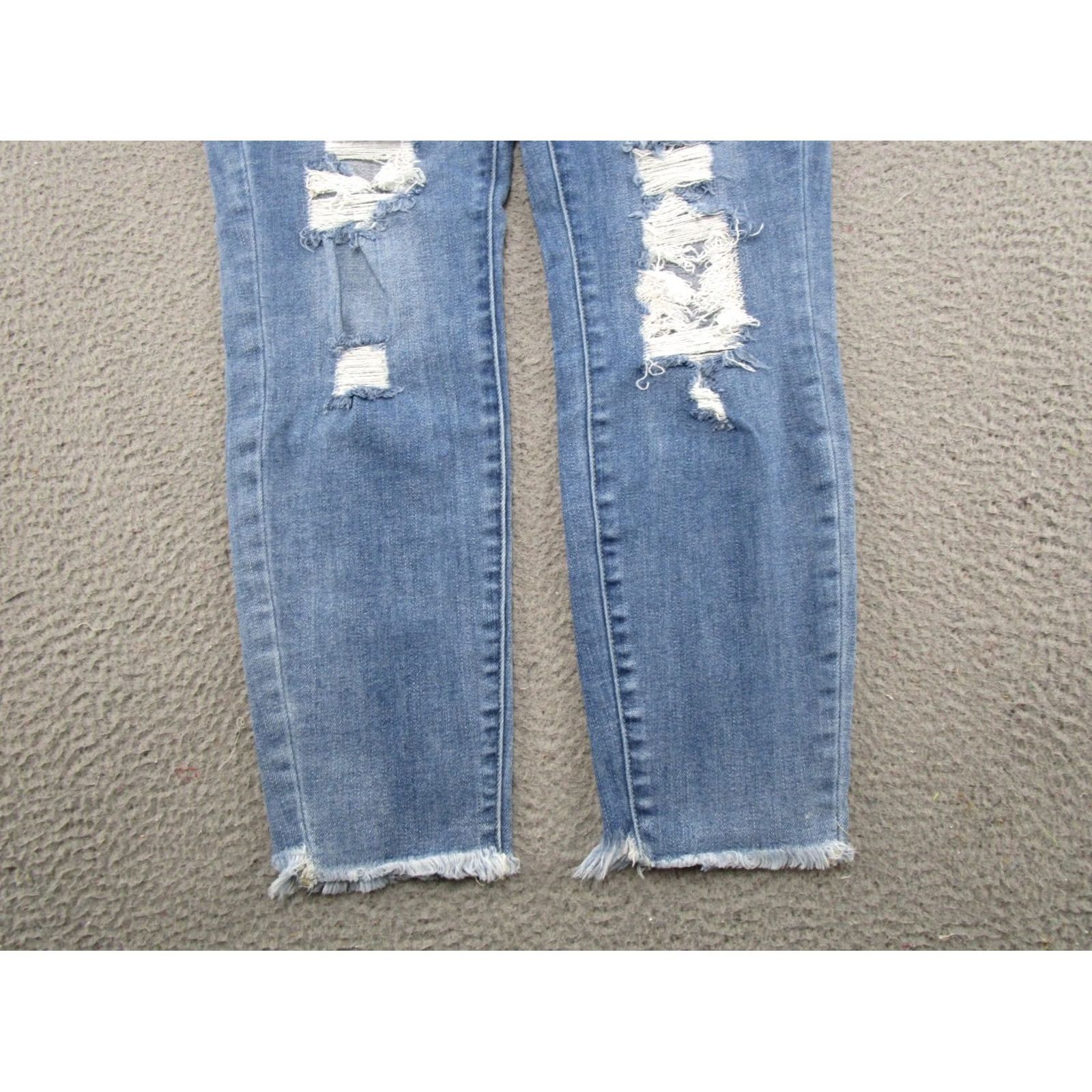 Vintage KanCan Maurices Womens Blue Stretch Denim Distressed Skinny Ankle Jeans Size 31 Size 24" / US 00 / IT 34 - 2 Thumbnail