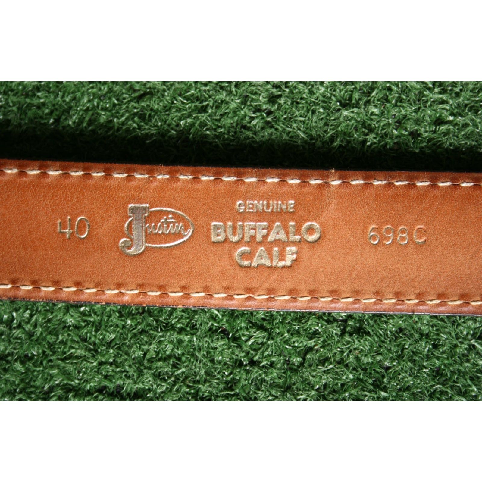 Vintage VINTAGE Justin Belt Men Brown Leather Western Buckleless Stitched Buffalo Calf Size 40 Size 40 - 8 Thumbnail