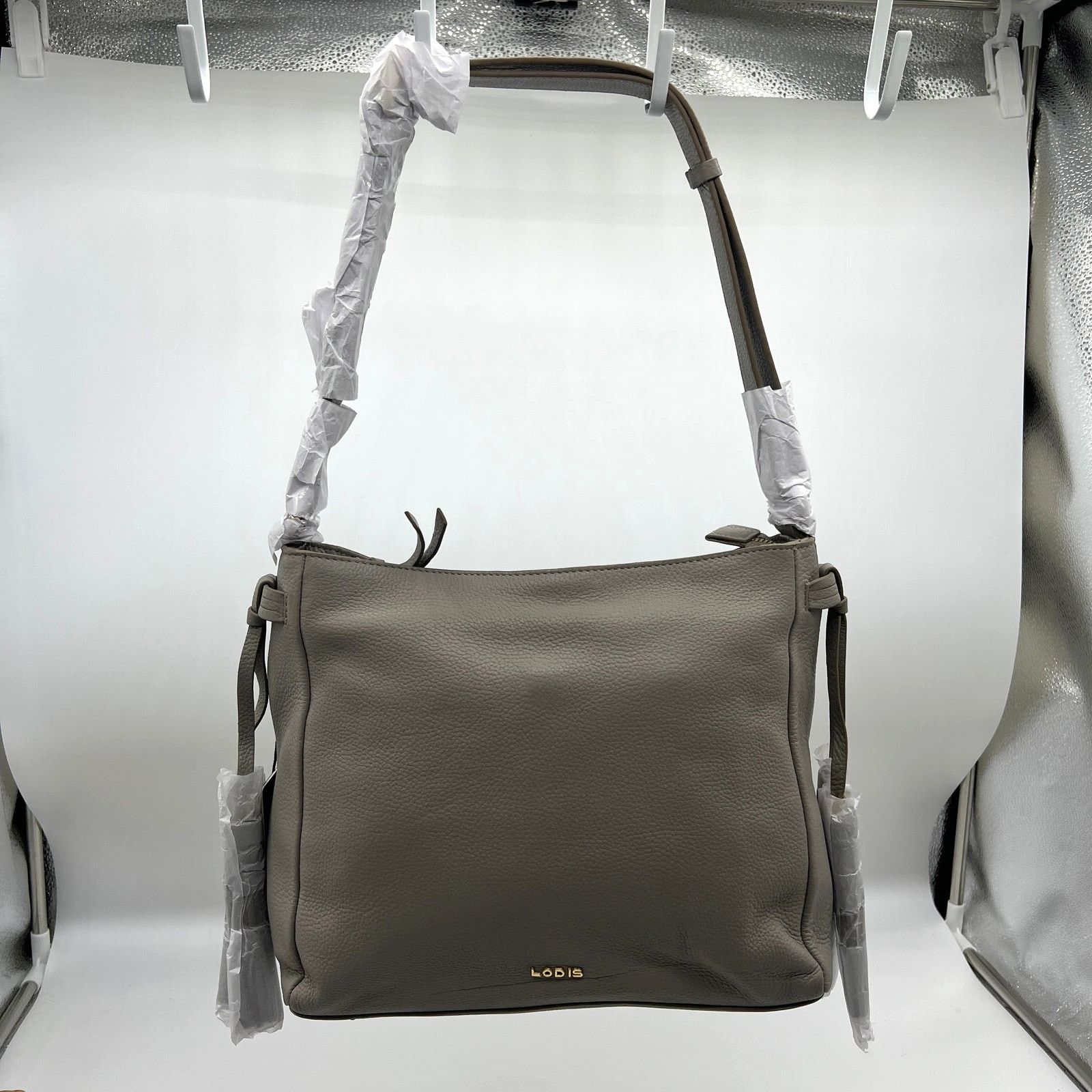 Other LODIS Womens Purse Texas Leather Grayson Shoulder Ash Gray Size ONE SIZE - 1 Thumbnail