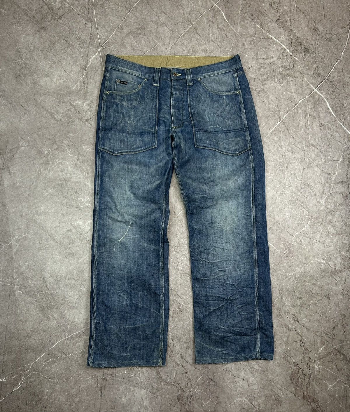Polo Ralph Lauren × Vintage VINTAGE Y2K POLO RL BAGGY WIDE LEG LIGHT WASH DENIM JEANS Size US 34 / EU 50 - 1 Thumbnail