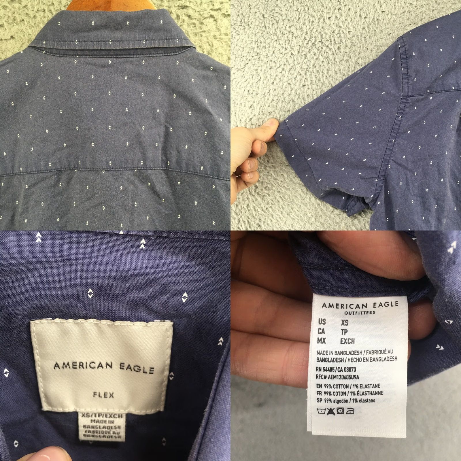 American Eagle Outfitters American Eagle Outfitters Button-Up Short Sleeve Shirt Mens XS Blue Multicolor Cotton Blend Size US XS / EU 42 / 0 - 8 Thumbnail