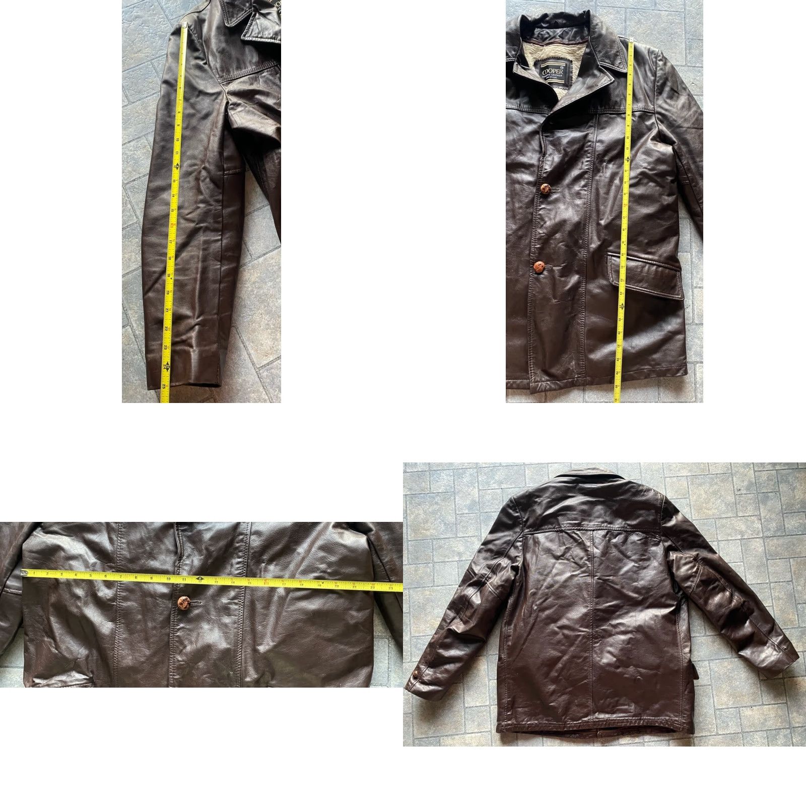 Vintage VINTAGE Cooper Leather Coat Men Coat 44 Regular Brown Lined Button Missing VTG USA Size US S / EU 44-46 / 1 - 9 Thumbnail