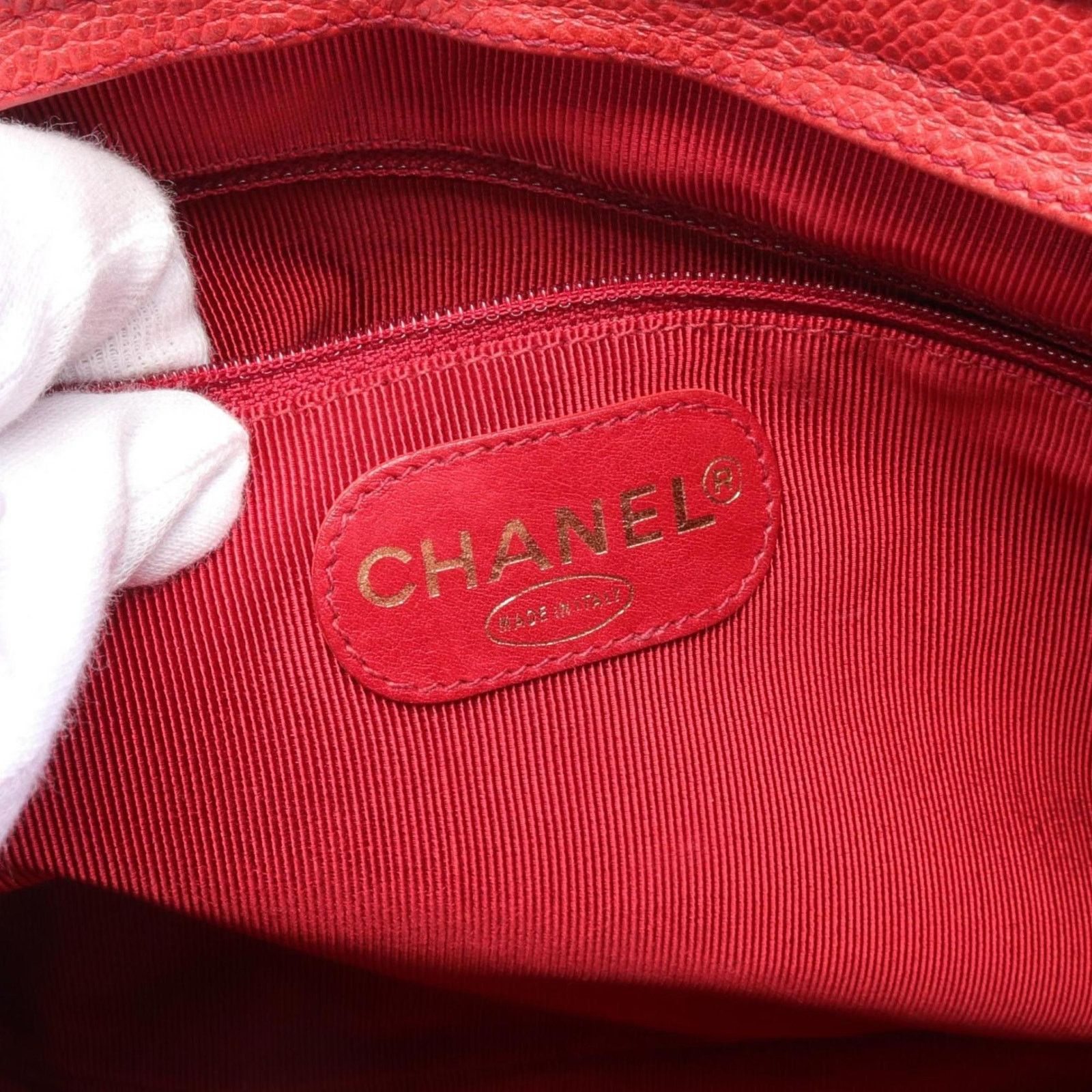 Chanel Red Caviar Leather Shoulder Bag