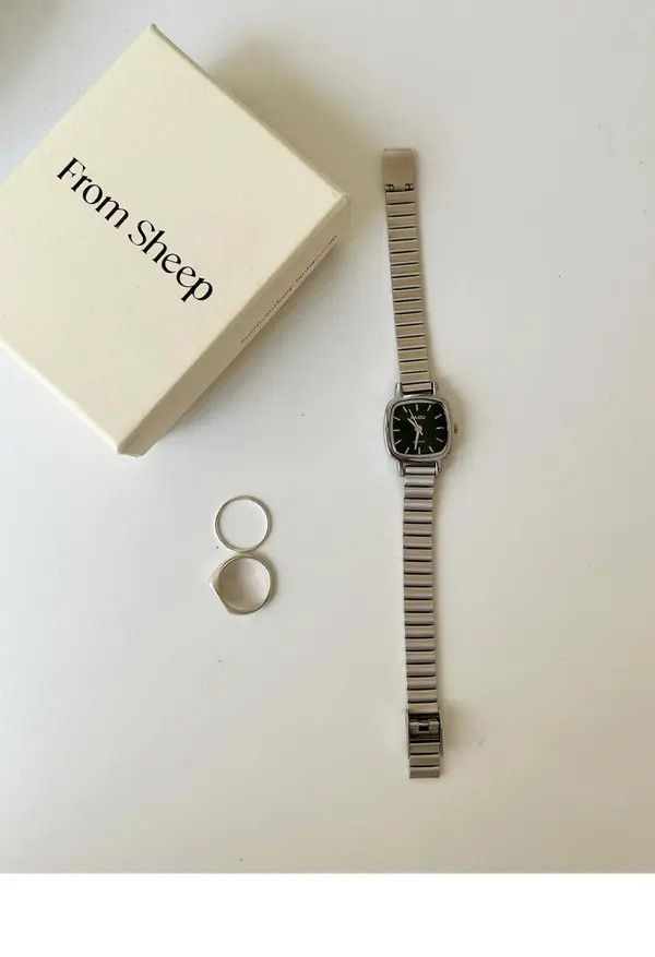 Jewelry Silver Square Face Stainless Steel Wrist Watch Size ONE SIZE - 4 Thumbnail