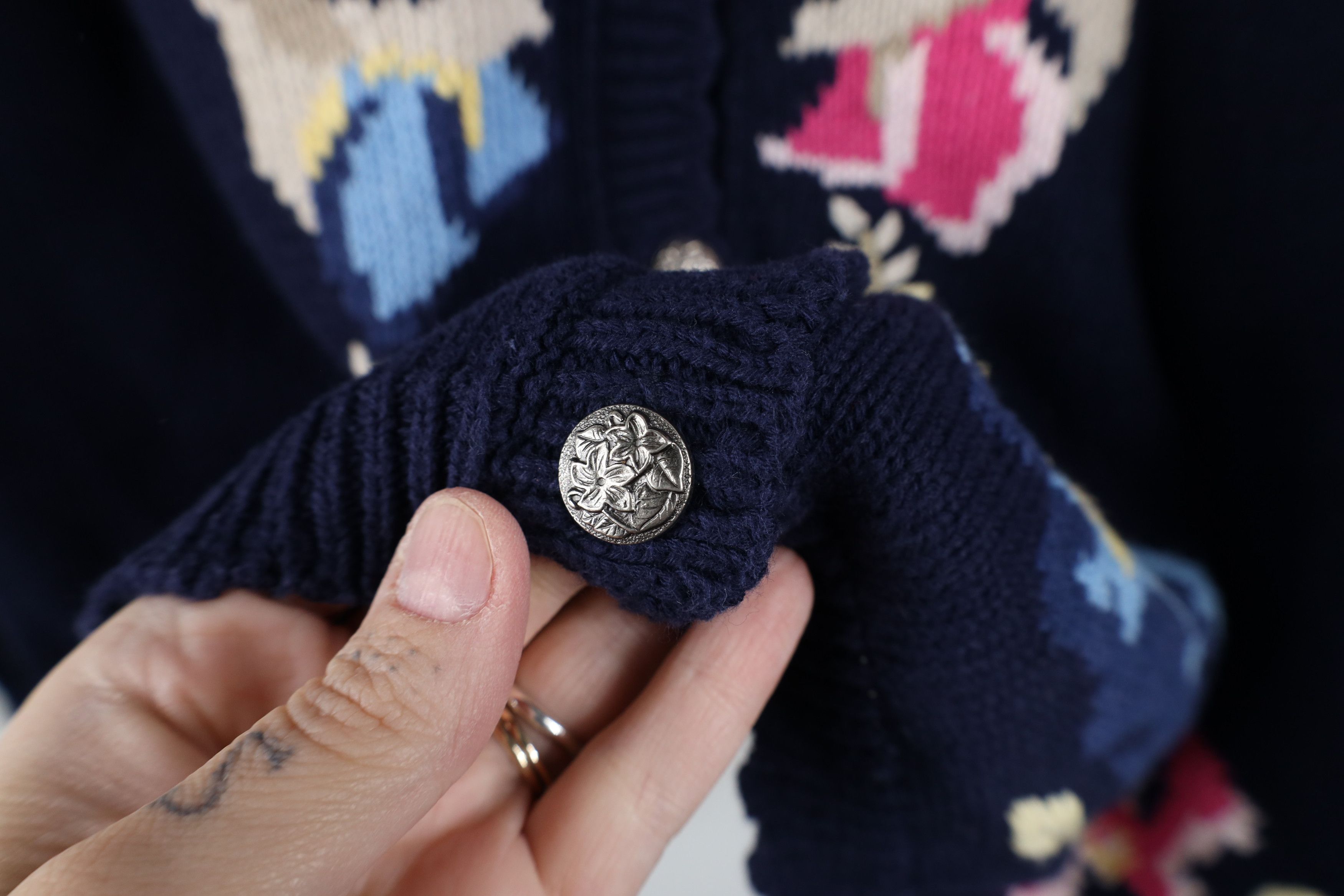 Vintage Vintage 90s Streetwear Flower Knit Cardigan Sweater Size M / US 6-8 / IT 42-44 - 7 Thumbnail